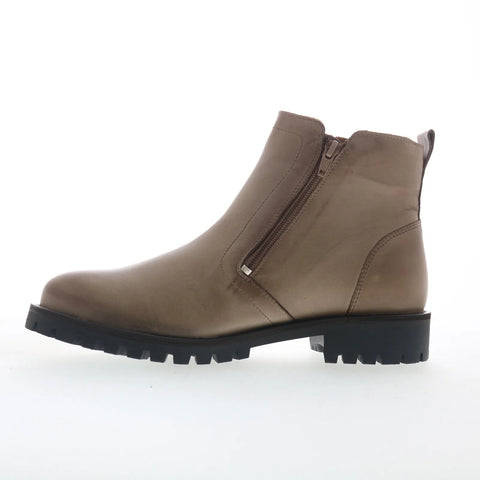 Miz Mooz Alise Womens Beige Leather Zipper Ankle & Booties Boots