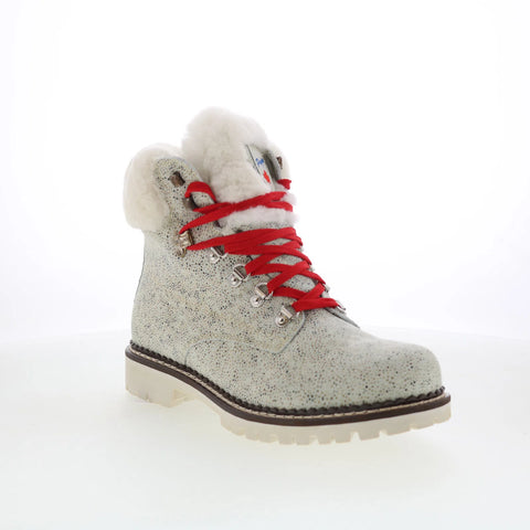 Pajar Alissa 51369 Womens White Synthetic Lace Up Ankle & Booties Boots