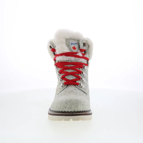 Pajar Alissa 51369 Womens White Synthetic Lace Up Ankle & Booties Boots