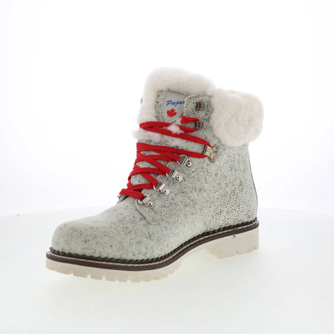 Pajar Alissa 51369 Womens White Synthetic Lace Up Ankle & Booties Boots