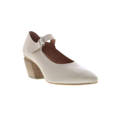 Miz Mooz Amara Womens Beige Leather Hook & Loop Pumps Heels Shoes