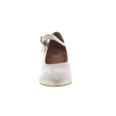 Miz Mooz Amara Womens Beige Leather Hook & Loop Pumps Heels Shoes
