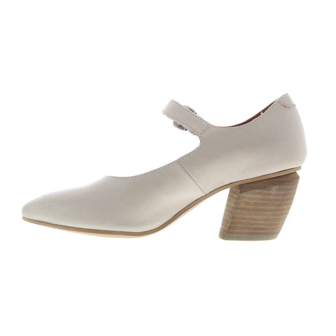 Miz Mooz Amara Womens Beige Leather Hook & Loop Pumps Heels Shoes