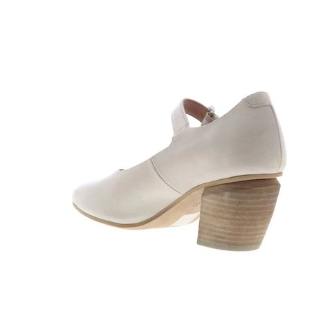 Miz Mooz Amara Womens Beige Leather Hook & Loop Pumps Heels Shoes