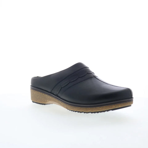 Softwalk Amber 3.0 S2301-001 Womens Black Leather Slip On Clog Flats Shoes
