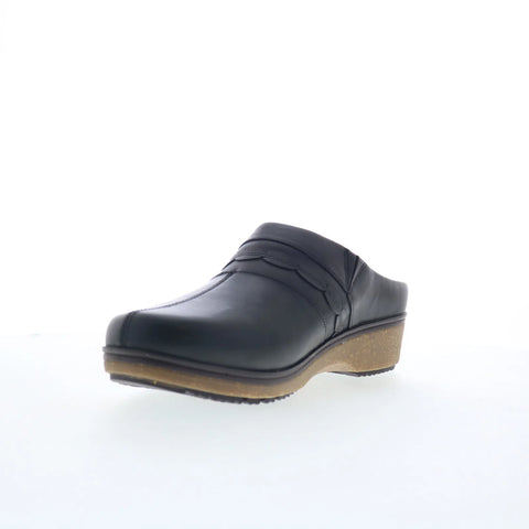 Softwalk Amber 3.0 S2301-001 Womens Black Leather Slip On Clog Flats Shoes