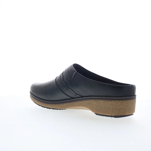 Softwalk Amber 3.0 S2301-001 Womens Black Leather Slip On Clog Flats Shoes