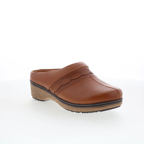Softwalk Amber 3.0 S2301-215 Womens Brown Leather Clog Flats Shoes