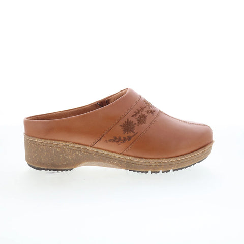Softwalk Amber 3.0 S2303-215 Womens Brown Leather Slip On Clog Flats Shoes