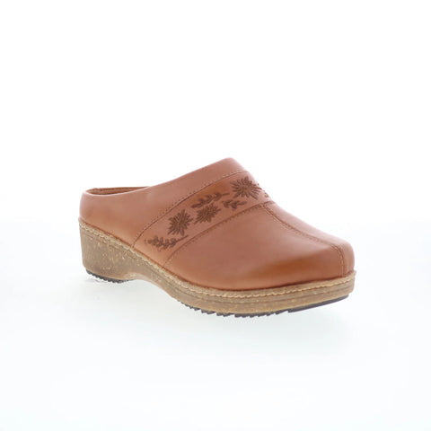 Softwalk Amber 3.0 S2303-215 Womens Brown Leather Slip On Clog Flats Shoes