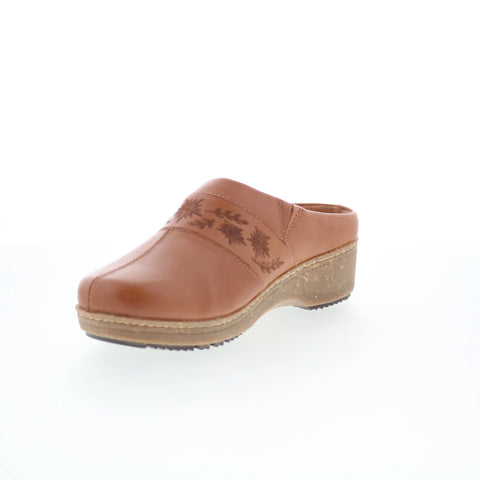 Softwalk Amber 3.0 S2303-215 Womens Brown Leather Slip On Clog Flats Shoes