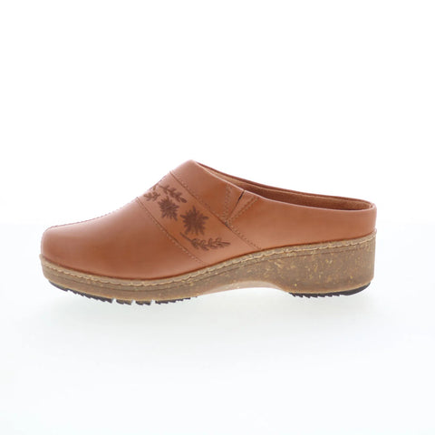 Softwalk Amber 3.0 S2303-215 Womens Brown Leather Slip On Clog Flats Shoes
