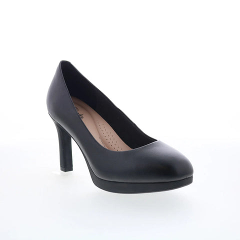Clarks Ambyr 2 Braley 26176996 Womens Black Wide Leather Pumps Heels Shoes