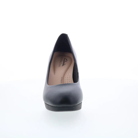 Clarks Ambyr 2 Braley 26176996 Womens Black Wide Leather Pumps Heels Shoes
