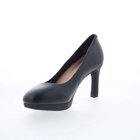 Clarks Ambyr 2 Braley 26176996 Womens Black Wide Leather Pumps Heels Shoes