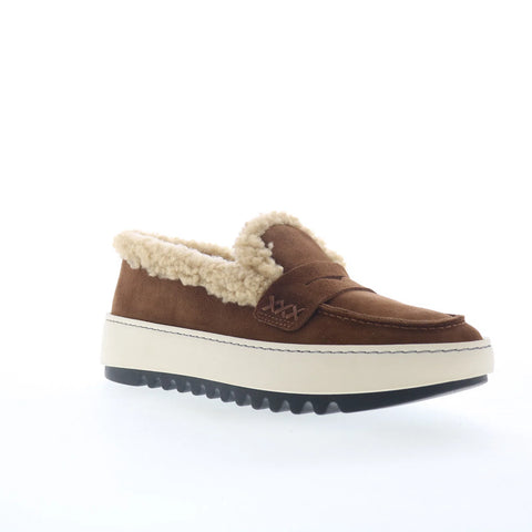 Aquatalia Amelia TW5AMEB1 Womens Brown Suede Loafers & Slip Ons Penny Shoes