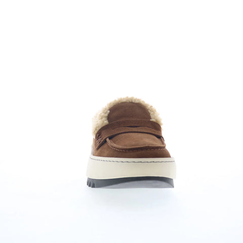 Aquatalia Amelia TW5AMEB1 Womens Brown Suede Loafers & Slip Ons Penny Shoes