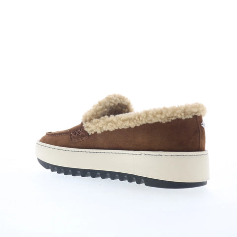 Aquatalia Amelia TW5AMEB1 Womens Brown Suede Loafers & Slip Ons Penny Shoes