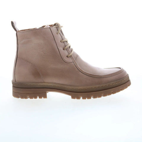 Miz Mooz Amherst Womens Beige Leather Zipper Casual Dress Boots
