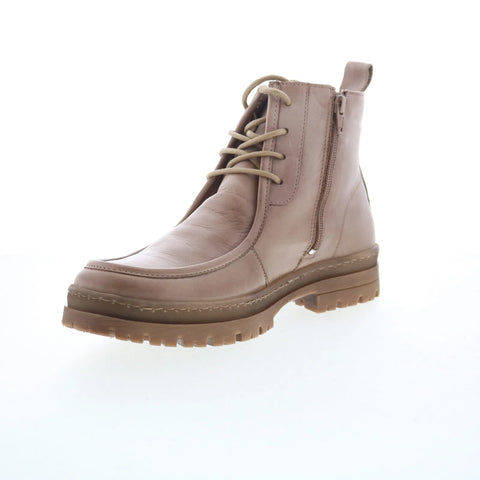 Miz Mooz Amherst Womens Beige Leather Zipper Casual Dress Boots