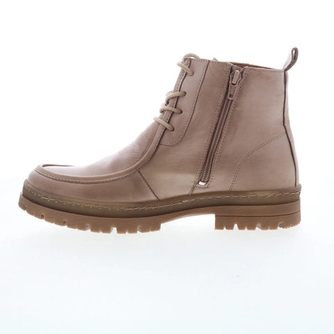 Miz Mooz Amherst Womens Beige Leather Zipper Casual Dress Boots