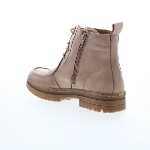 Miz Mooz Amherst Womens Beige Leather Zipper Casual Dress Boots