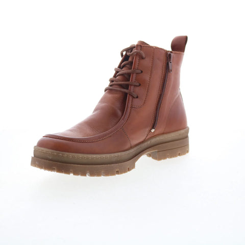 Miz Mooz Amherst Womens Brown Leather Zipper Casual Dress Boots
