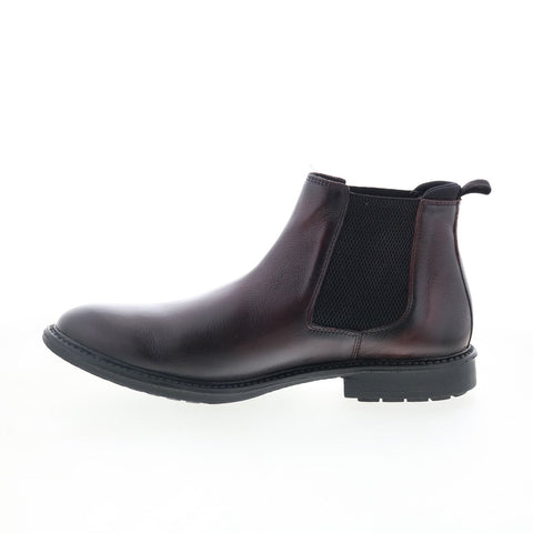 Studio Belvedere Angelo Mens Burgundy Leather Slip On Chelsea Boots