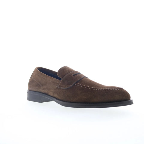 Pastori by Di Bianco Antonius Suede Mens Brown Loafers Penny Shoes