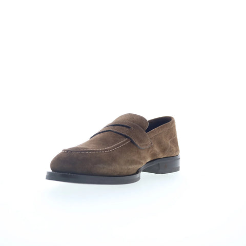 Pastori by Di Bianco Antonius Suede Mens Brown Loafers Penny Shoes