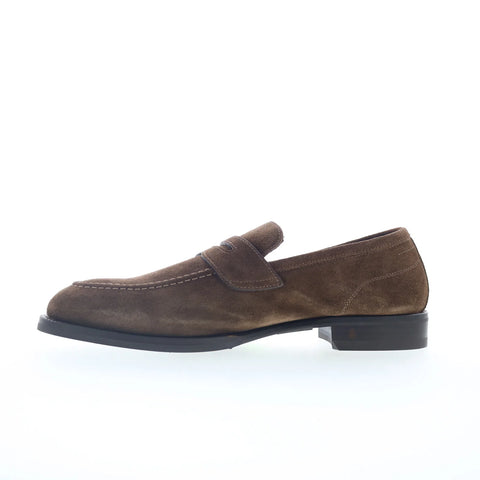 Pastori by Di Bianco Antonius Suede Mens Brown Loafers Penny Shoes