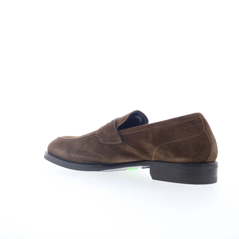 Pastori by Di Bianco Antonius Suede Mens Brown Loafers Penny Shoes