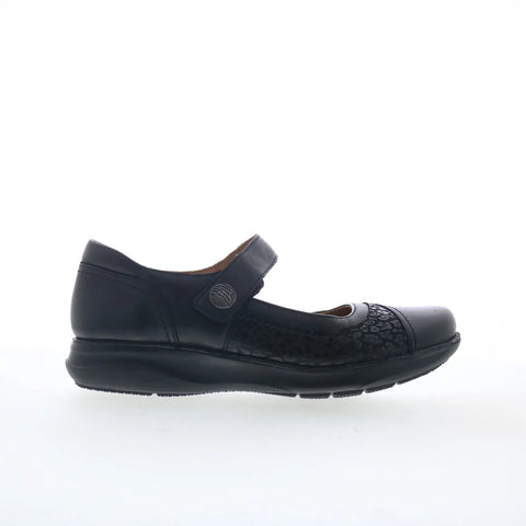 Clarks Appley Walk 26159189 Womens Black Leather Strap Mary Jane Flats Shoes