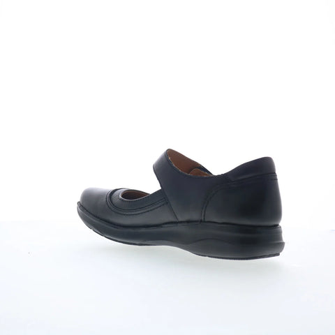 Clarks Appley Walk 26159189 Womens Black Leather Strap Mary Jane Flats Shoes