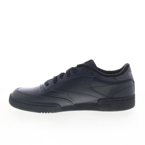 Reebok Club C 85 Mens Black Leather Lace Up Lifestyle Sneakers Shoes