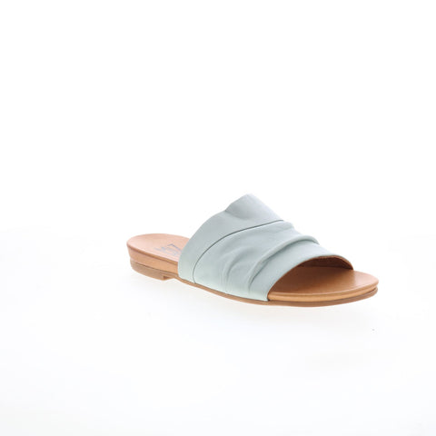 Miz Mooz Aria-EU Womens Blue Leather Slip On Slides Sandals Shoes