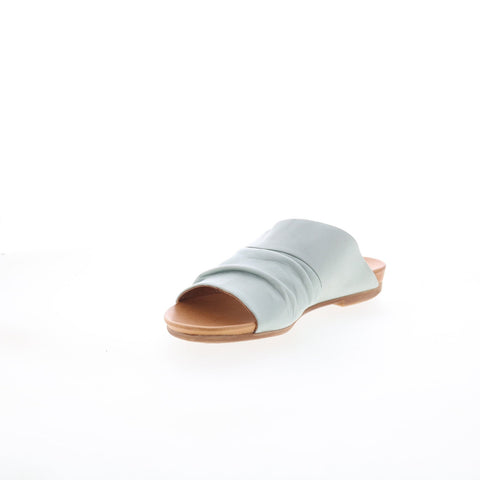 Miz Mooz Aria-EU Womens Blue Leather Slip On Slides Sandals Shoes