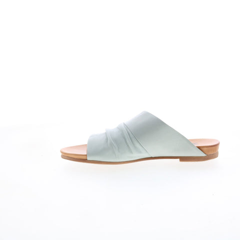 Miz Mooz Aria-EU Womens Blue Leather Slip On Slides Sandals Shoes