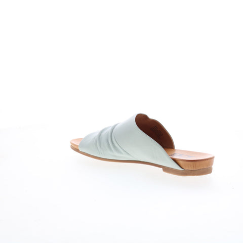 Miz Mooz Aria-EU Womens Blue Leather Slip On Slides Sandals Shoes