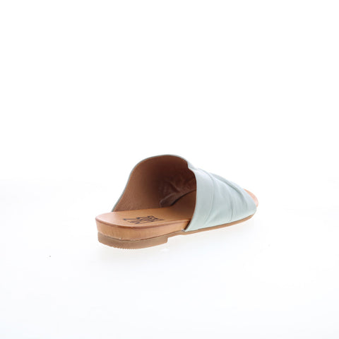 Miz Mooz Aria-EU Womens Blue Leather Slip On Slides Sandals Shoes