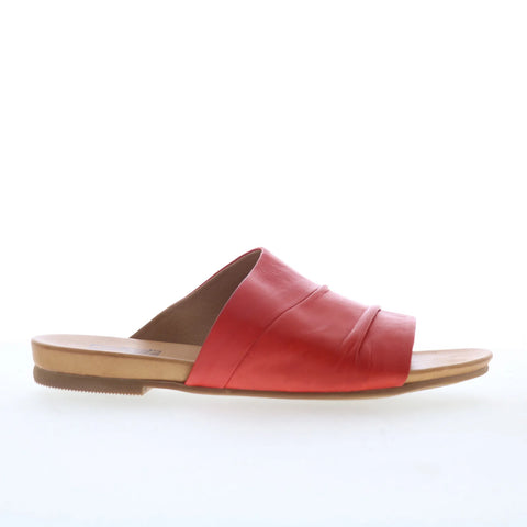 Miz Mooz Aria Womens Red Leather Slip On Slides Sandals Shoes