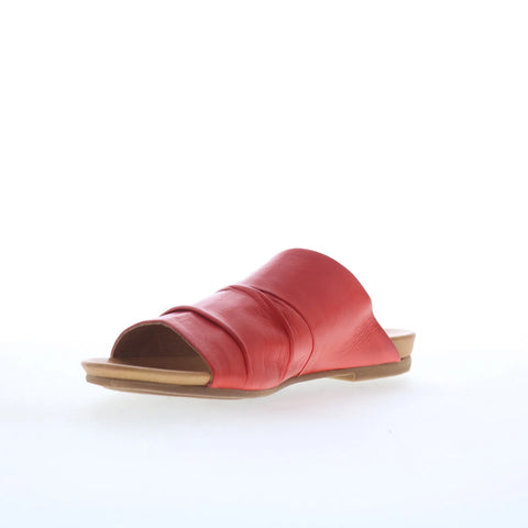 Miz Mooz Aria Womens Red Leather Slip On Slides Sandals Shoes