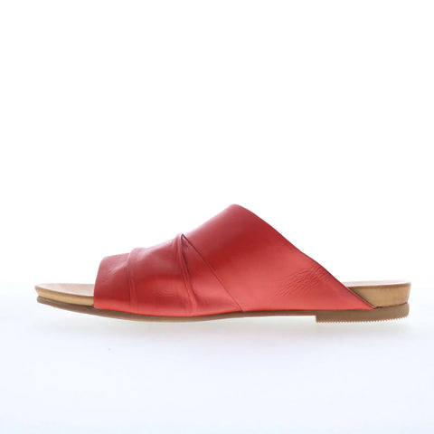 Miz Mooz Aria Womens Red Leather Slip On Slides Sandals Shoes