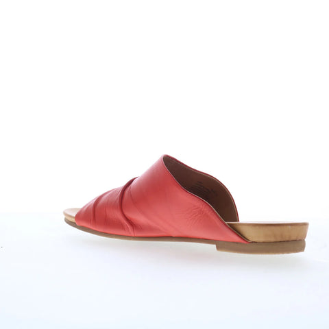 Miz Mooz Aria Womens Red Leather Slip On Slides Sandals Shoes