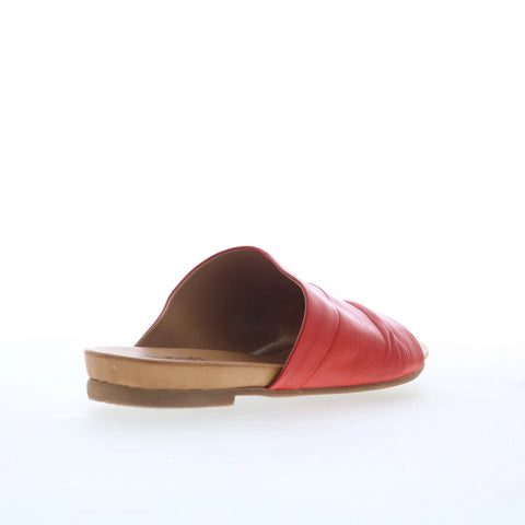 Miz Mooz Aria Womens Red Leather Slip On Slides Sandals Shoes