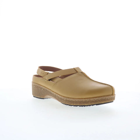 Softwalk Arica S2500-733 Womens Yellow Leather Slip On Slides Flats Shoes