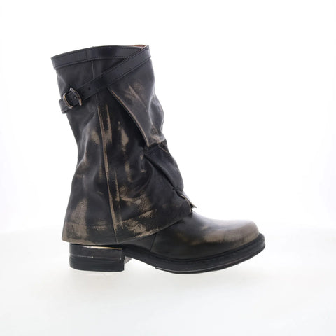 A.S. 98 Arthur Womens Black Leather Zipper Casual Dress Boots