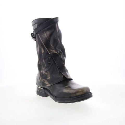 A.S. 98 Arthur Womens Black Leather Zipper Casual Dress Boots