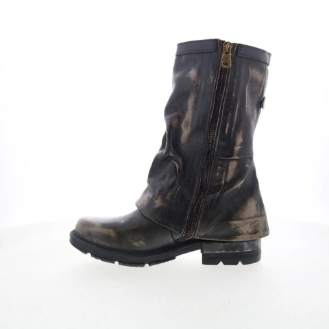 A.S. 98 Arthur Womens Black Leather Zipper Casual Dress Boots