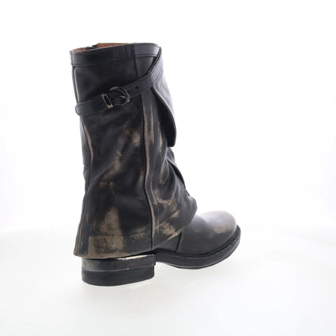 A.S. 98 Arthur Womens Black Leather Zipper Casual Dress Boots